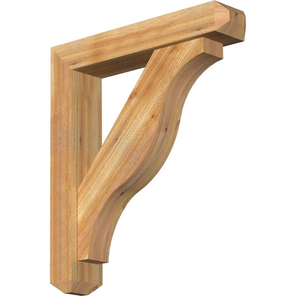 Ekena Millwork Funston Craftsman Rough Sawn Bracket w/ Offset Brace, Western Red Cedar, 6"W x 30"D x 34"H BKT0604X30X34FST04RWR - main